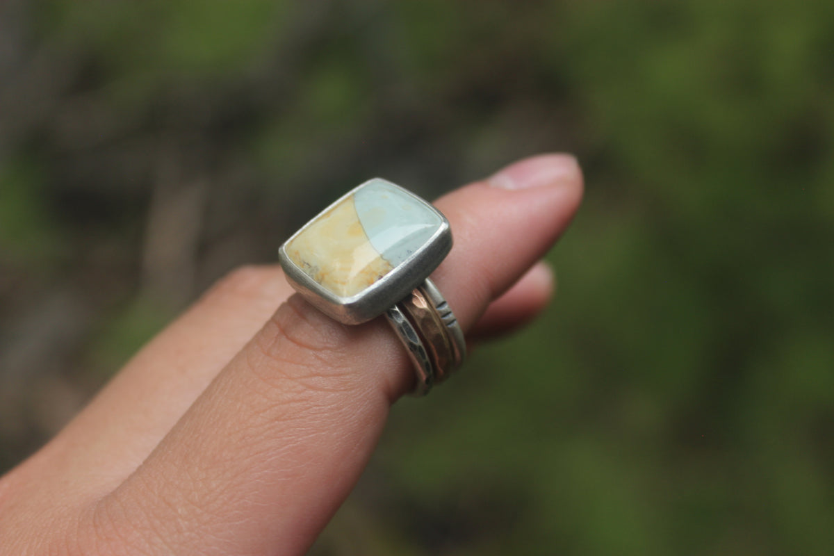 Size 6 Blue Mountain Jasper Terra Stacking Ring Set