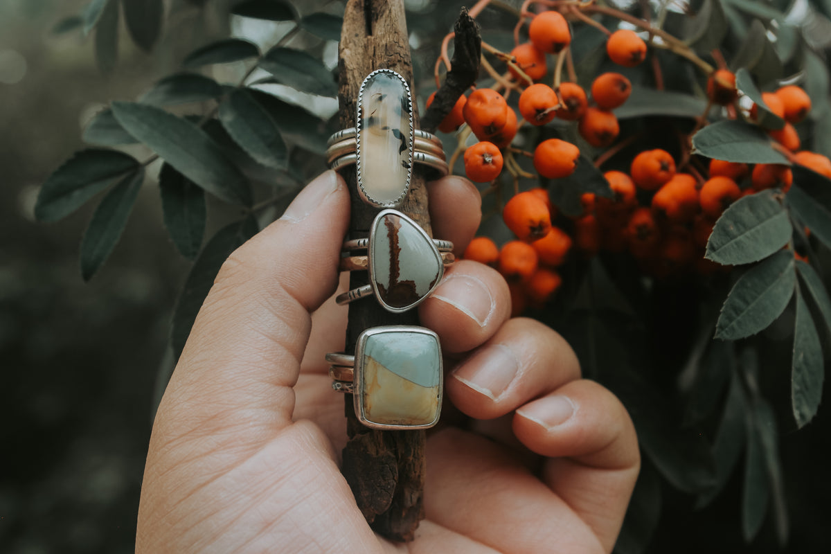 Size 6 Blue Mountain Jasper Terra Stacking Ring Set