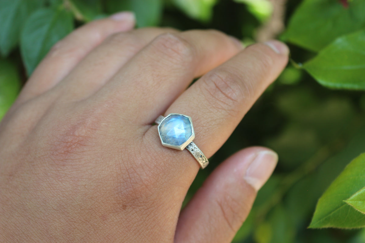 Size 9.5 Moonstone Starry Sky Ring