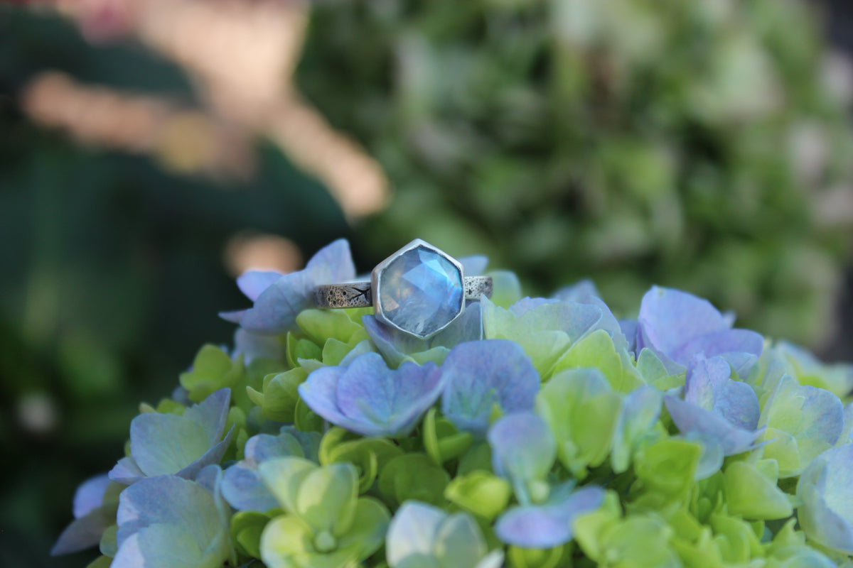 Size 9.5 Moonstone Starry Sky Ring