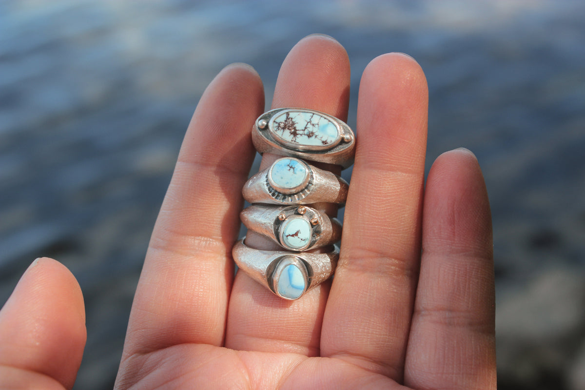 Size 8.25-8.5 Relic Ring with Golden Hill Turquoise