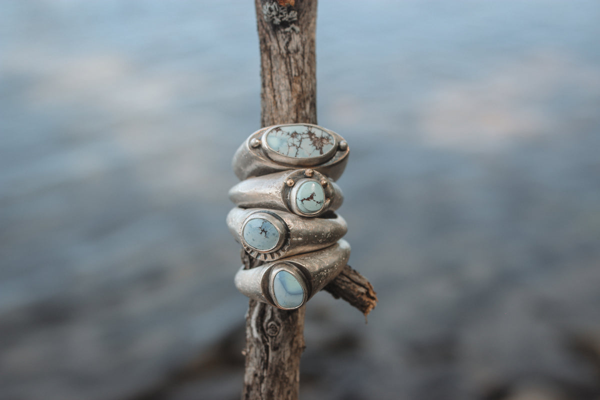 Size 8.25-8.5 Relic Ring with Golden Hill Turquoise