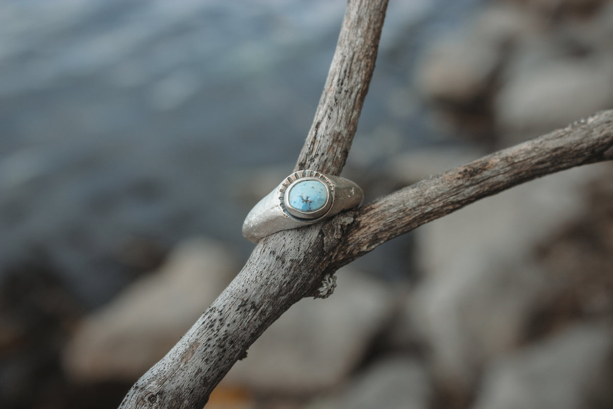 Size 8.25-8.5 Relic Ring with Golden Hill Turquoise